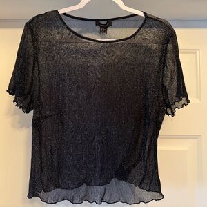 Forever 21 Black Shimmer Short Sleeve Top